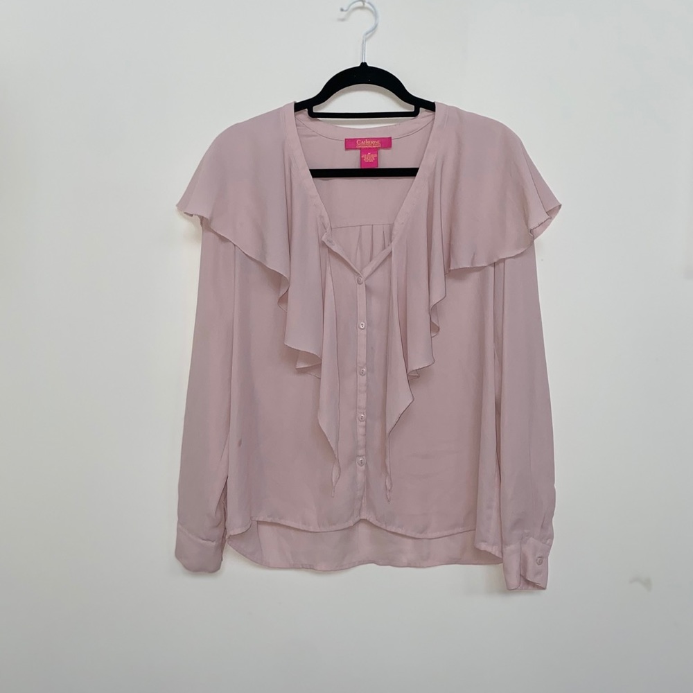 Pink ruffled blouse